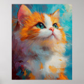 Refined Persian Kitten — Soft Pastel Illustration ポスター (正面)