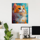 Refined Persian Kitten — Soft Pastel Illustration ポスター (ホームオフィス)