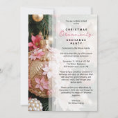 Refined Pink Christmas Balls Ornament Exchange 招待状 (正面)