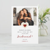 Refined Red Lace Heart Photo Jr Bridesmaid 招待状 (スタンド正面)