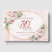 Refined Rose Gold Greenery 50th Birthday Guestbook ゲストブック (正面)