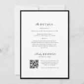 Refined Script Black White QR Code Details Wedding 招待状 (裏面)