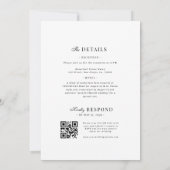 Refined Script White QR Code Details Wedding 招待状 (裏面)