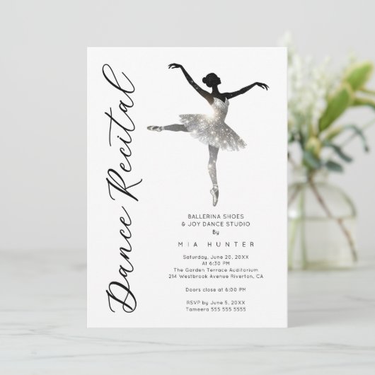 Refined Silver Sparkle Ballet Recital TMF26 招待状 (スタンド正面)