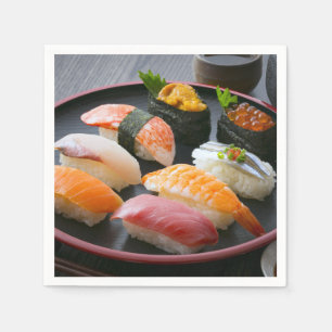 Refined Sushi Selection on Lacquerware – SUSHIMI C スタンダードカクテルナプキン