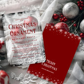 Refined Vellum Grey Shades Red Christmas Ornament 招待状