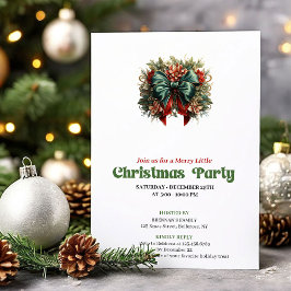 Refined Victorian Christmas bow party invite 招待状