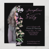 Refined Watercolor Wildflower  Named 60th Birthday 招待状 (正面/裏面)