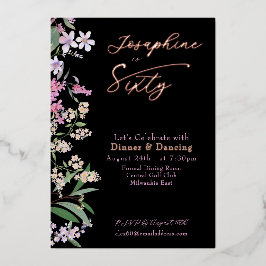 Refined Watercolor Wildflower  Named 60th Birthday 箔招待状