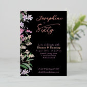 Refined Watercolor Wildflower  Named 60th Birthday 箔招待状 (立ち正面)