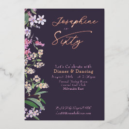 Refined Watercolor Wildflower  Named 60th Birthday 箔招待状