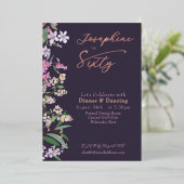 Refined Watercolor Wildflower  Named 60th Birthday 箔招待状 (立ち正面)