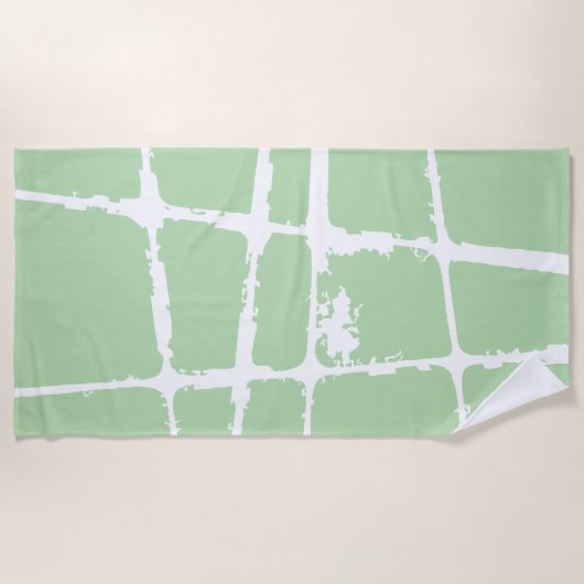 Refined White Light Grunge Modern Dirty Mesh ビーチタオル (正面)