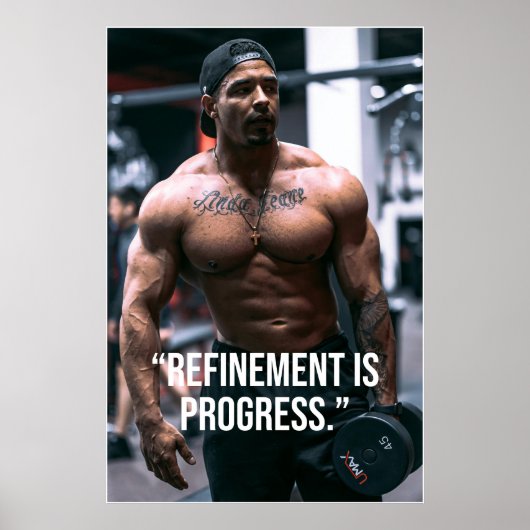 Refinement Is Progress Fitness Quote Poster ポスター (正面)