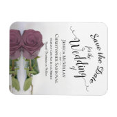 Reflecting Mauve Pink Rose Wedding Save the Date マグネット (横)