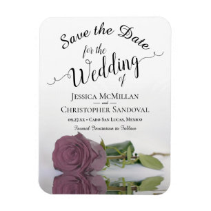 Reflecting Mauve Pink Rose Wedding Save the Date マグネット