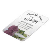 Reflecting Mauve Pink Rose Wedding Save the Date マグネット (左側)