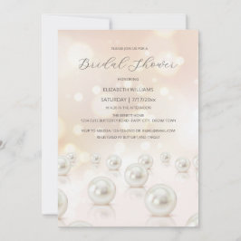Reflecting Pearls Cream Bridal Shower 招待状