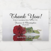Reflecting Red Rose 結婚's Thank You Mini スパークリングワインラベル (シングルラベル)