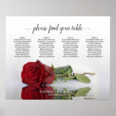 Reflecting Red Rose 4 Table Wedding Seating Chart ポスター (正面)