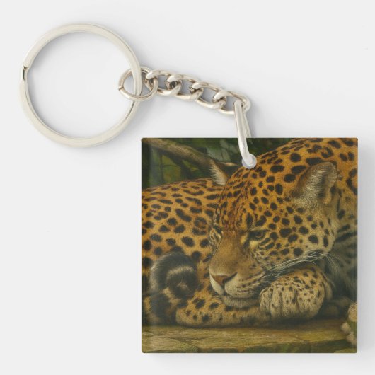 Reflective Jaguar – Serene Wildlife Art Print キーホルダー (正面)