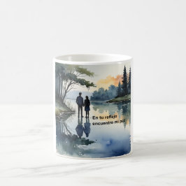 Reflejos en el Agua: Ilustración Minimalista en Ac コーヒーマグカップ