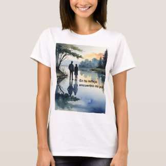Reflejos en el Agua: Ilustración Minimalista en Ac Tシャツ