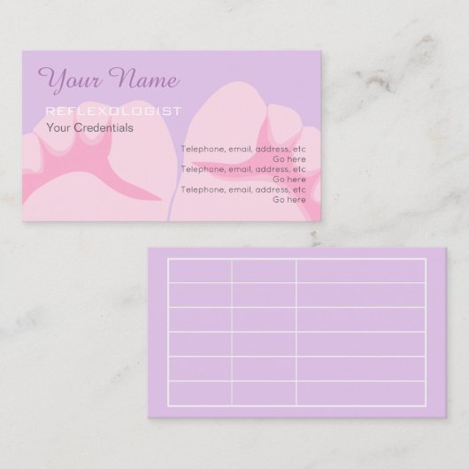 Reflexologistのアポイントメントの名刺 予約カード (正面/裏面)