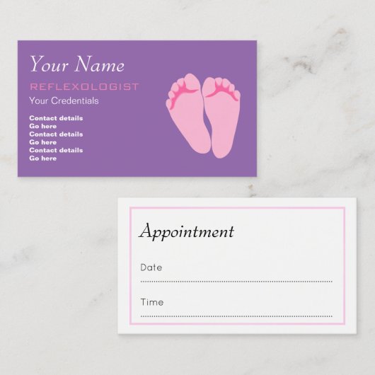 Reflexologistのアポイントメントの名刺 予約カード (正面/裏面)