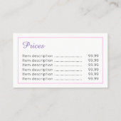 Reflexologistの価格の名刺 名刺 (裏面)