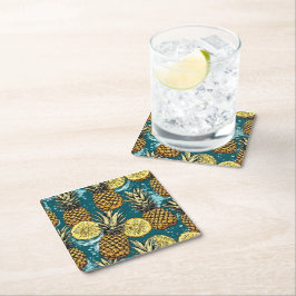 Refresca tu Mesa con Estilo de Piñas スクエアペーパーコースター