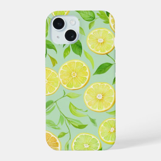 Refreshing Lemon Botanical Phone Case iPhone 15ケース (裏面)