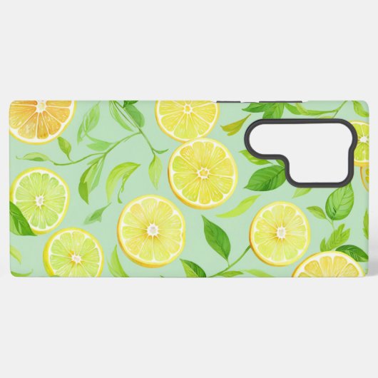 Refreshing Lemon Botanical Phone Case Samsung Galaxyケース (裏面横)