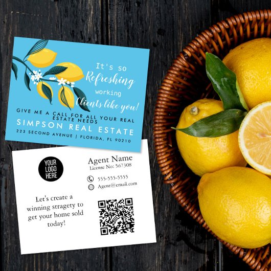 Refreshing Lemon Realtor Referral Pop-By Card ポストカード