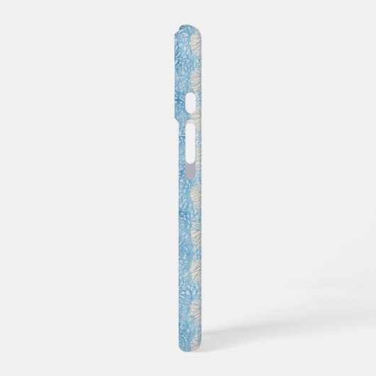 Refreshing Light Blue Floral Texture Phone Case iPhone 16ケース (左側面)