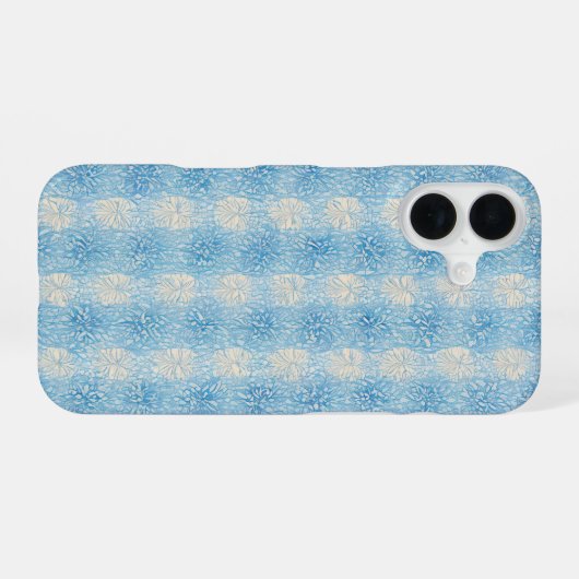 Refreshing Light Blue Floral Texture Phone Case iPhone 16ケース (裏面横)