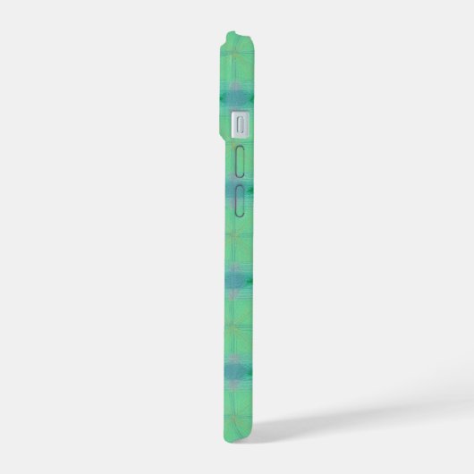 Refreshing Mint Green Geometric Pattern Phone Case iPhone 15ケース (左側面)
