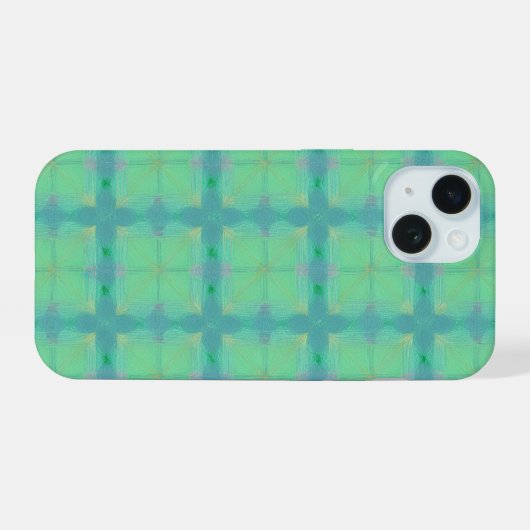 Refreshing Mint Green Geometric Pattern Phone Case iPhone 15ケース (裏面横)