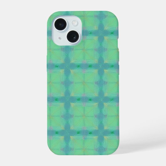 Refreshing Mint Green Geometric Pattern Phone Case iPhone 15ケース (裏面)