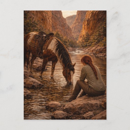 Refreshing Pause | Horse Art | Postcard ポストカード (正面)
