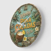 Refreshing Piña Coladas  ラージ壁時計 (傾斜)