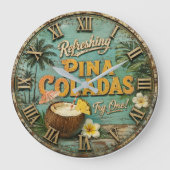 Refreshing Piña Coladas ラージ壁時計 (正面)
