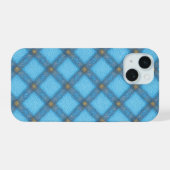 Refreshing Turquoise Plaid Phone Case iPhone 15ケース (裏面横)