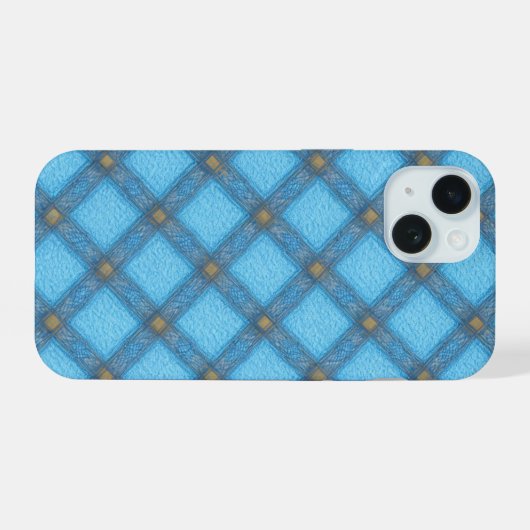 Refreshing Turquoise Plaid Phone Case iPhone 15ケース (裏面横)