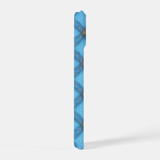 Refreshing Turquoise Plaid Phone Case iPhone 15ケース (右側面)
