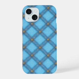 Refreshing Turquoise Plaid Phone Case iPhone 15ケース