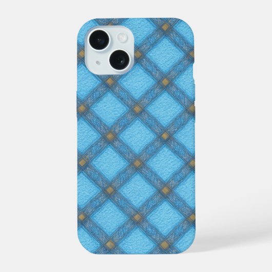 Refreshing Turquoise Plaid Phone Case iPhone 15ケース (裏面)