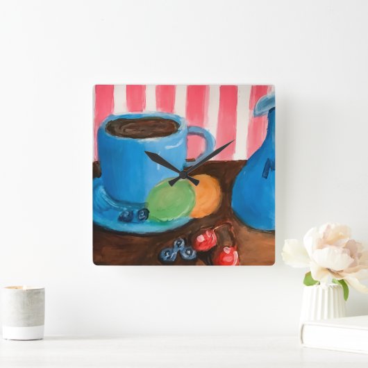 Refreshments スクエア壁時計 (ホーム)