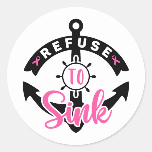 Refuse To Sink Breast Cancer Awareness ラウンドシール (正面)