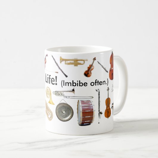 Reg. 11のoz。 "音楽は生命です!  (、頻繁に吸収して下さい。)"マグ コーヒーマグカップ (正面右)
